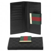 Noir Gucci Continental Portefeuille Logo Gravé Script En Ligne